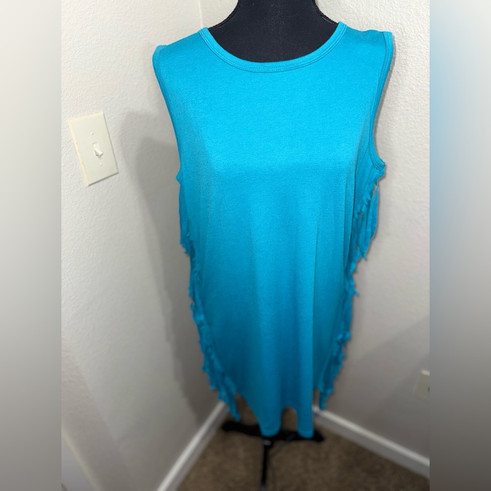 L&B Blue Fringe Dress- Size Large‎